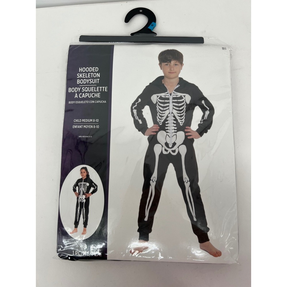 KBW Hooded Skeleton Bodysuit Costume Halloween Party Cosplay Child‎ Medium
